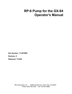 RP-6 Pump for the GX-94 Operator`s Manual