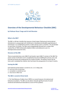 Overview of the Developmental Behaviour Checklist (DBC) (pdf