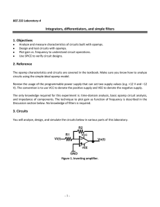 Integrators, differentiators, and simple filters 1. Objectives 2