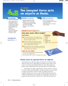 The buoyant force acts on objects in fluids.