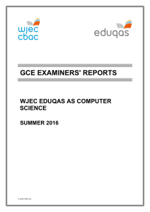 AS Computer Science Examiners` Report Summer 2016 pdf