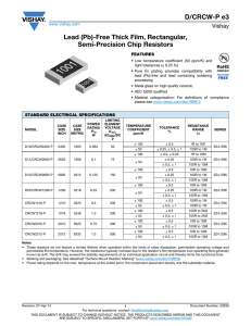 D/CRCW-P e3 Lead (Pb)-Free Thick Film, Rectangular, Semi