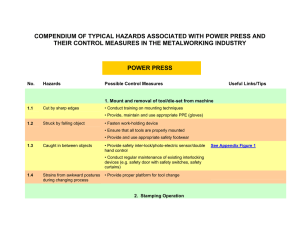 compendium of typical hazards associated with power press and