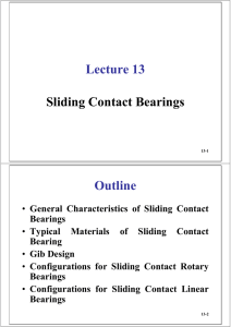 Lecture 13 Sliding Contact Bearings Outline