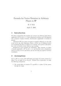 Formula for Vector Rotation in Arbitrary Planes in ℜ