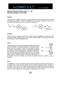 Student Revision Notes (age 11 – 14): Electrical Safety in the home.