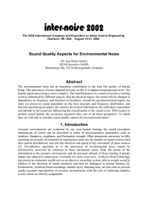 Sound Quality Aspects for Environmental Noise