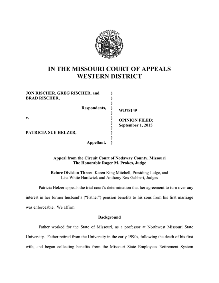 In The Missouri Court Of Appeals Western District