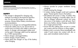 SAFETY • The charger is designed for charging only batteries