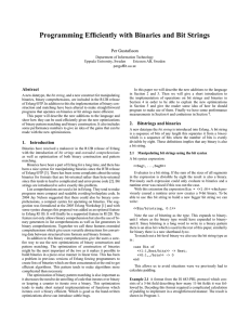 Programming Efficiently with Binaries and Bit Strings