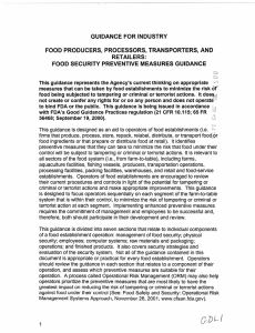 Food Security Preventive Measures Guidance