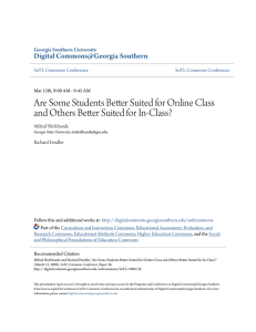 Are Some Students Better Suited for Online Class and Others Better