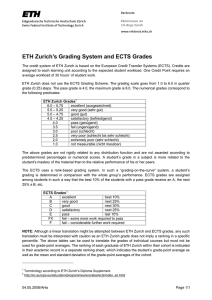 ETH Zurich`s Grading System and ECTS Grades