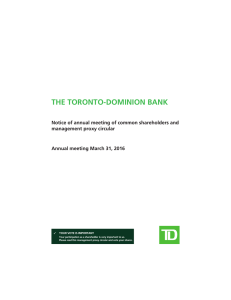 TD Bank 2016 Proxy Circular