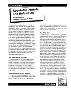 Regulated Metals: The Rule of 20