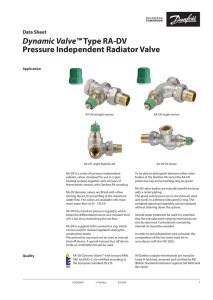 Dynamic Valve™Type RA-DV Pressure Independent Radiator Valve