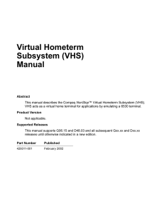 Virtual Hometerm Subsystem (VHS) Manual