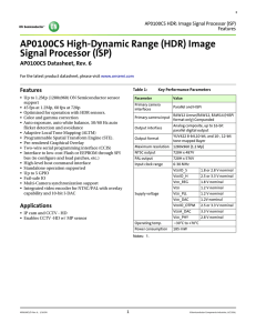 AP0100CS HDR Image Signal Processor (ISP)