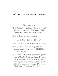B¨UCHI`S SQUARE PROBLEM References [B] D. A. Buell, Integer
