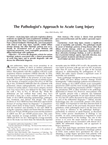 The Pathologist`s Approach to Acute Lung Injury