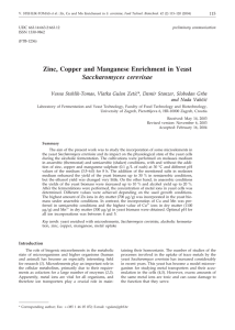 Zinc, Copper and Manganese Enrichment in Yeast Saccharomyces