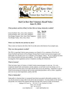 Rad Cat Raw Diet Voluntary Recall Notice June 23, 2016