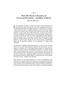 1 — why we need to eliminate nuclear weapons—and how to do it