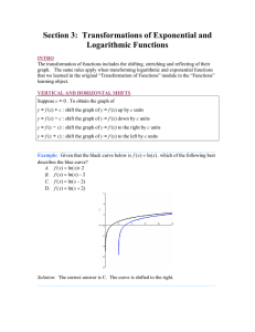 Section 3: Transformations of Exponential and Logarithmic Functions