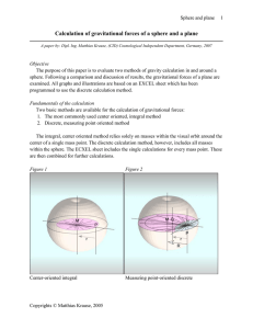 Calculation of gravitational forces of a sphere and a plane