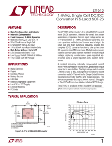 LT1613 - 1.4MHz, Single Cell DC/DC Converter in 5-Lead SOT-23