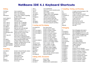 NetBeans IDE 4.1 Keyboard Shortcuts