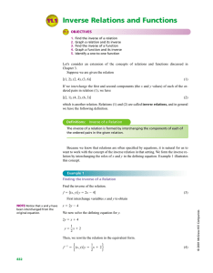 Inverse Relations and Functions