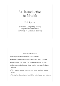An Introduction to Matlab - University of California, Berkeley