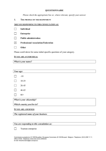 QUESTIONNAIRE Please check the appropriate box or, where