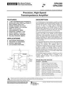 Precision, High-Speed Transimpedance Amplifier