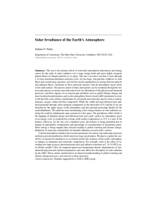 Solar Irradiance of the Earth`s Atmosphere