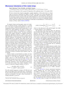 Microwave inductance of thin metal strips