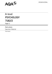 A-level Psychology Specimen mark scheme Paper 2