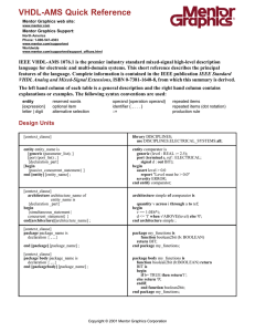 VHDL-AMS Language Quick Reference