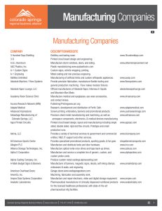 Manufacturing Companies - Colorado Springs Regional Business