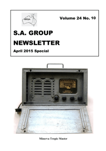S.A. GROUP NEWSLETTER - Historical Radio Society of Australia