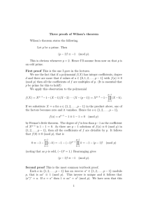 Three proofs of Wilson`s theorem Wilson`s theorem states the