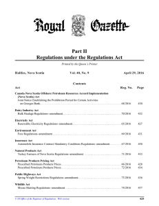 NS Royal Gazette Part II - Volume 40, No. 9, April 1, 2016