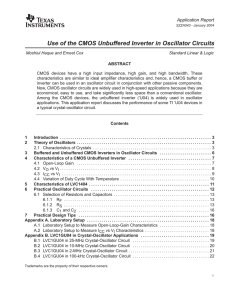 Use of the CMOS Unbuffered Inverter in Oscillator Circuits