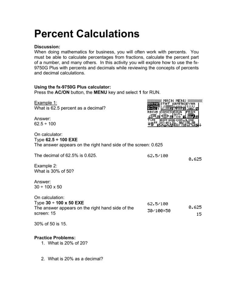 Percent Calculations