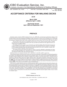 AC39 - Acceptance Criteria for Walking Decks - ICC-ES