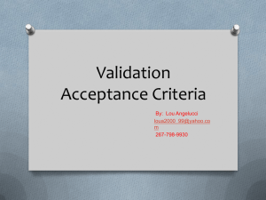 Validation Acceptance Criteria