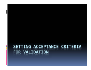 setting acceptance criteria for validation