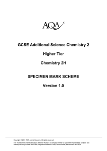 GCSE Chemistry Specimen Mark Scheme Higher Specimen