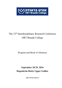 The 12 Interdisciplinary Research Conference ORT Braude College